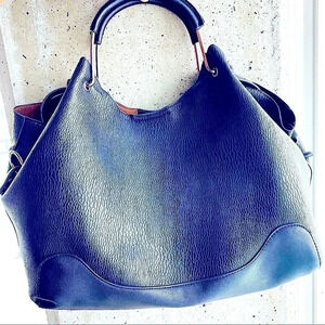 SONDRA ROBERTS  BLACK LEATHER WOMEN HAND BAG